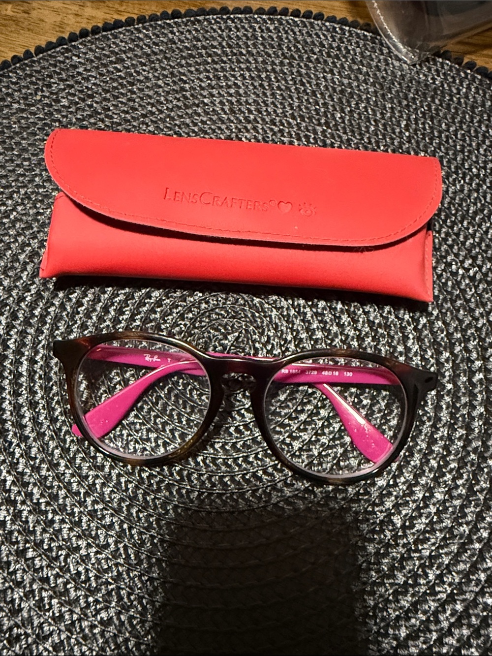 Ray-Ban Kids Tortoiseshell Frame with Pink Temples and Red Case